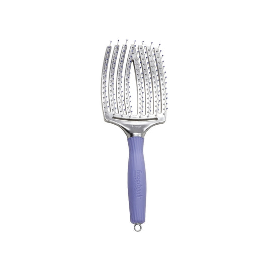 Olivia Garden Fingerbrush ionic detangling brush, large, curved and vented with a purple handle