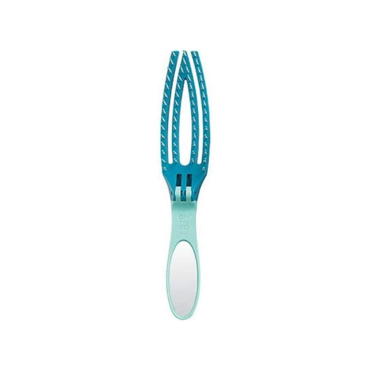 Olivia Garden On The Go folding ionic brush in teal, showing the mirror set into the handle
