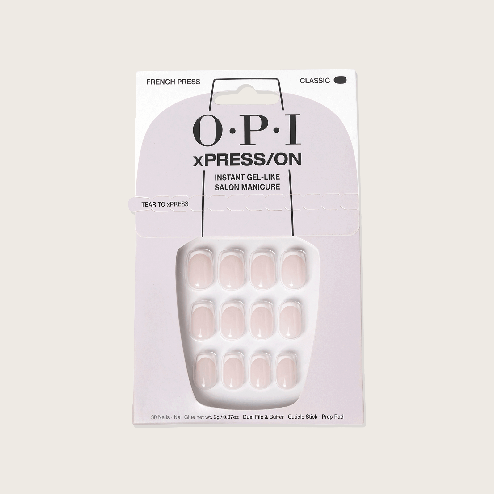 OPI xPRESS/ON Reusable Press-On Nails – French Press Gel Effect AN025S