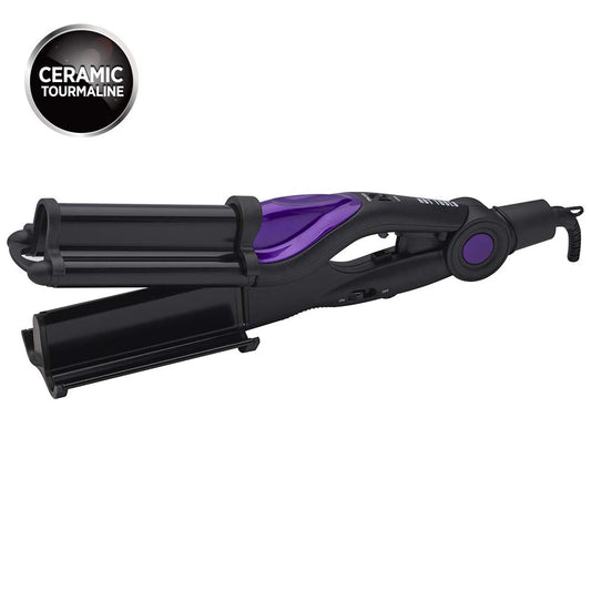 Hot Tools Deep Waver Ceramic Tourmaline — three-barrel waver, angled view