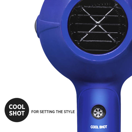 Hot Tools Radiant Blue Turbo Ionic Dryer — dryer with concentrator, side view