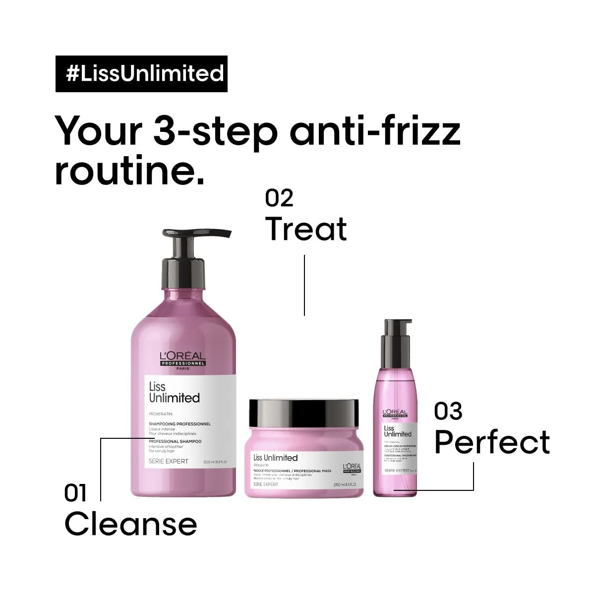 Liss Unlimited Full Smoothing Ritual (300ml Shampoo + 250ml Mask + 125ml Serum)