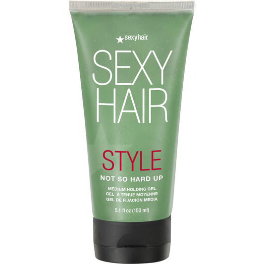 SexyHair Style Not So Hard Up Medium Holding Gel — green 5.1 fl oz (150 ml) tube, front label, plain white background