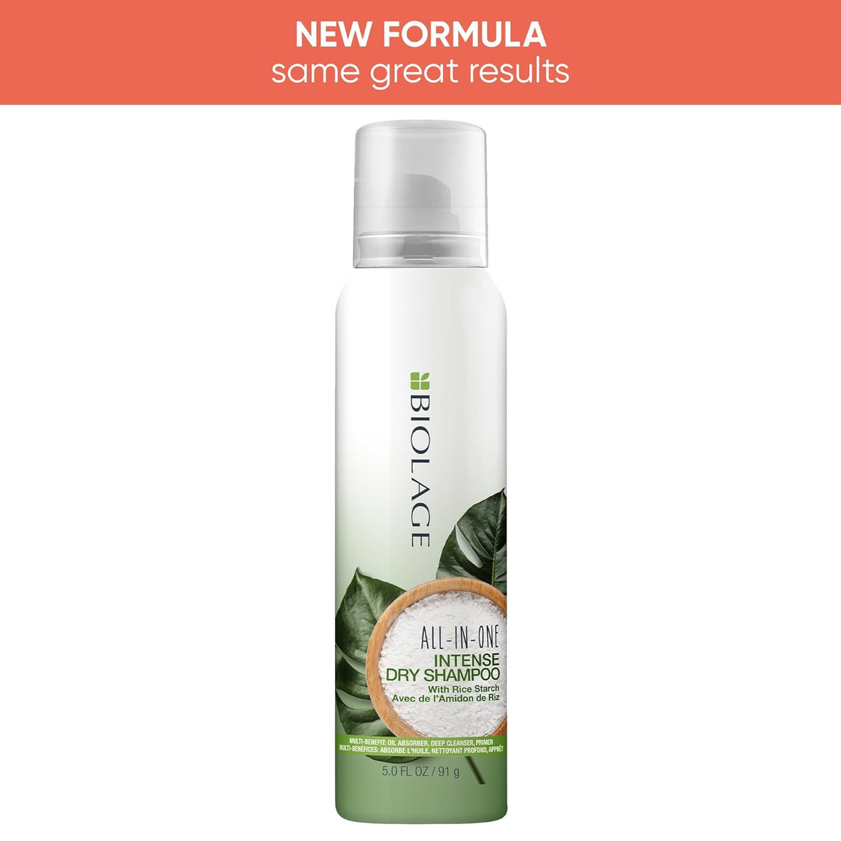 Biolage All-In-One Intense Dry Shampoo with Rice Starch – Vegan, Oil-Absorbing, No Residue, 91g