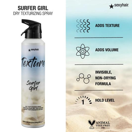 SexyHair Texture Surfer Girl Dry Texturizing Spray — can with texture, volume and non-drying claims