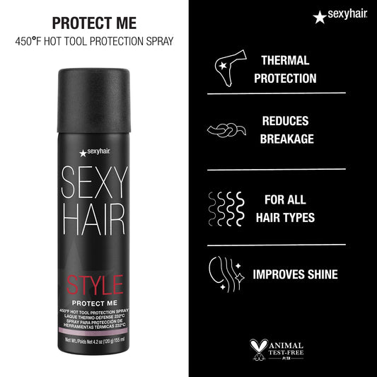SexyHair Style Protect Me Hot Tool Protection Spray — can with thermal-protection and breakage-reduction claims