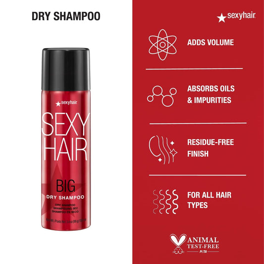 SexyHair Big Dry Shampoo — can with volume, oil-absorbing and residue-free claims
