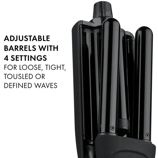 Adjustable barrels with four settings on the Hot Tools Black Gold multi-waver — loose, tight, tousled or defined waves