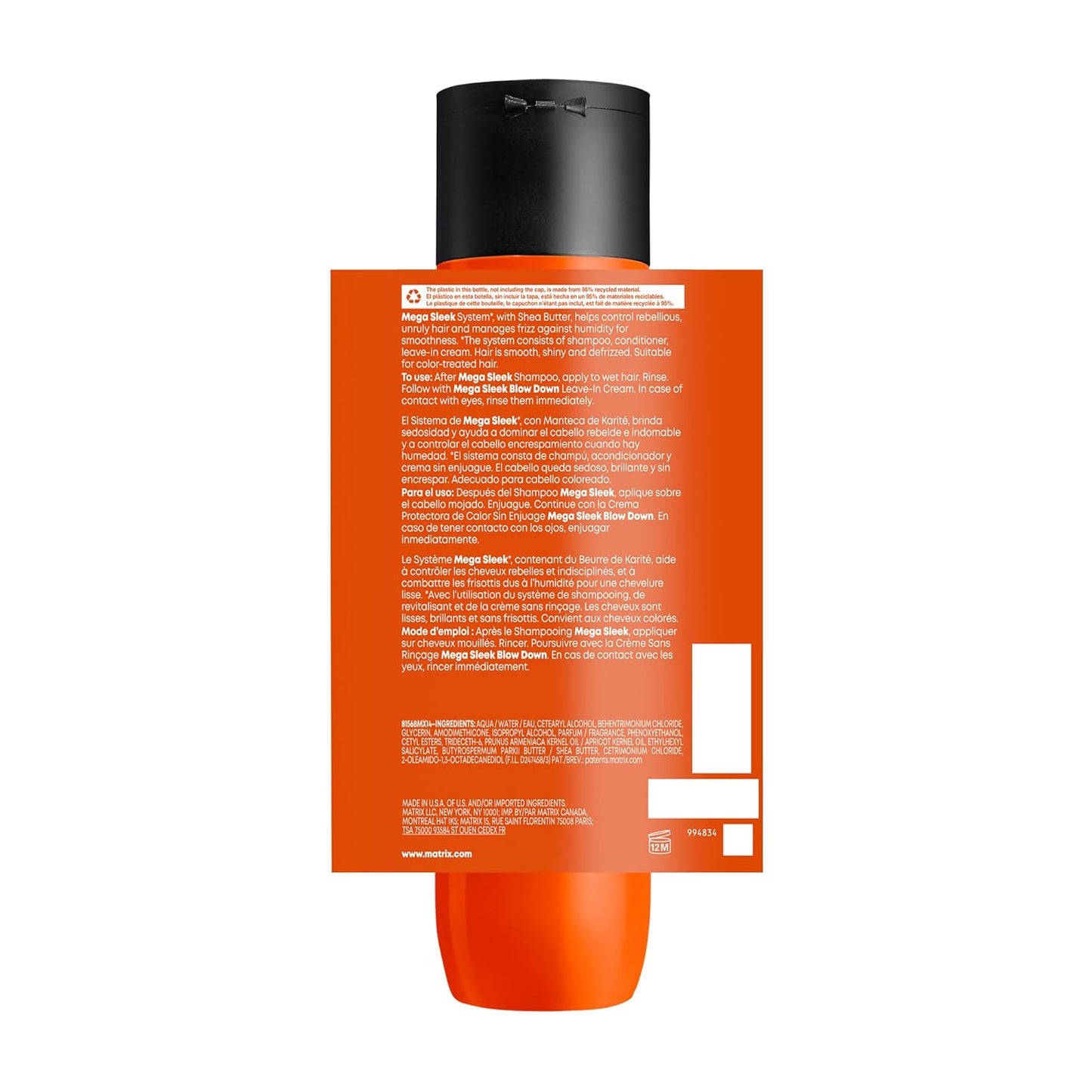 Matrix Total Results Mega Sleek Conditioner – Anti-Frizz, Smoothing, and Hydrating Formula with Shea Butter