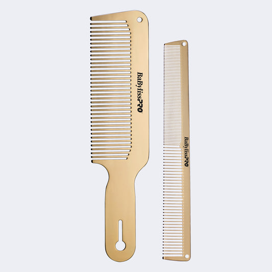 BaBylissPRO GoldFX Metal Comb 2-Pack – Ultra-Thin Over-Comb Set