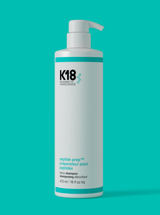 K18 Peptide Prep Detox Clarifying Shampoo — 473 ml jumbo pump bottle, front label