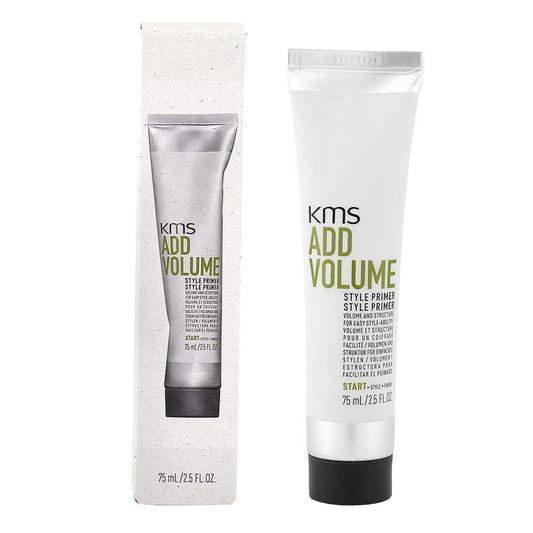 KMS AddVolume Style Primer — 75 mL / 2.5 fl. oz. tube with its carton, front label, plain white background
