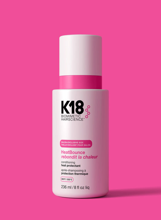 K18 HeatBounce Leave-In Conditioning Heat Protectant — 237 ml salon-size bottle, front label
