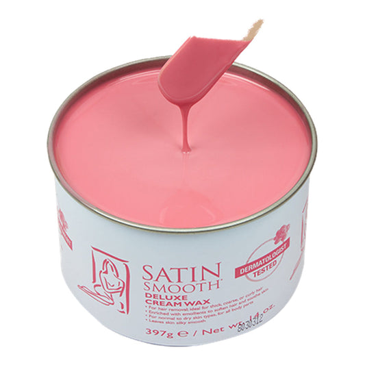 Satin Smooth Wax - Deluxe Cream — angled studio shot of the product