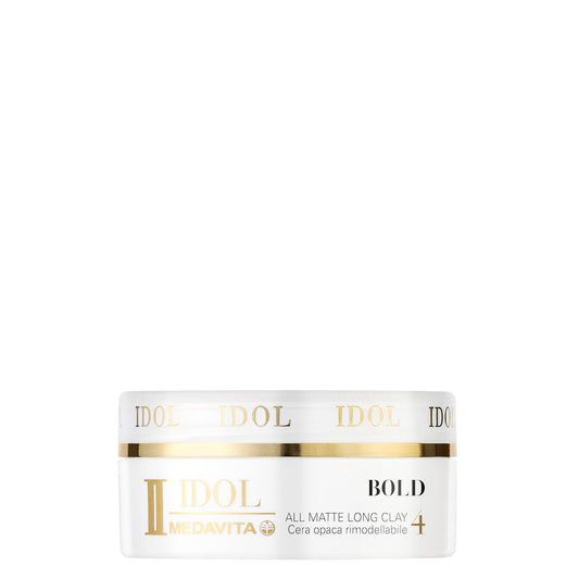 Medavita Idol Bold All Matte Long Clay — bottle front, plain white background