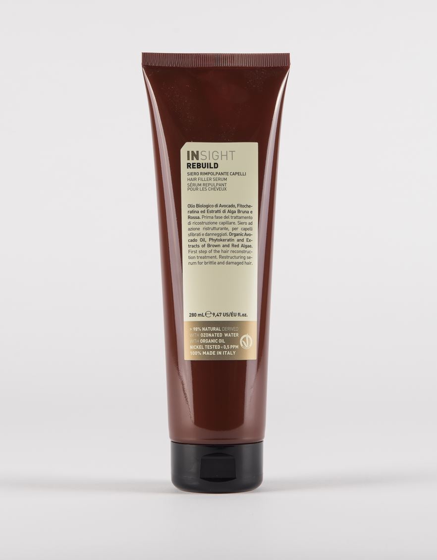 Insight Rebuild Hair Filler Serum 280 ml — brown 280 ml tube with gold front label, official brand packshot