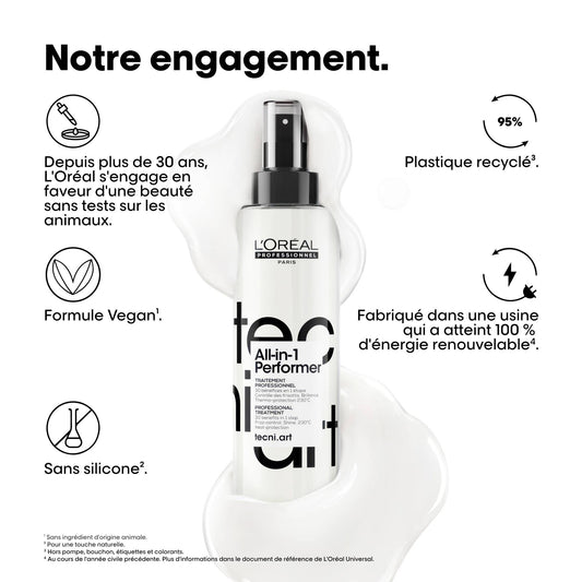 L'Oréal Professionnel Tecni.ART All-in-1 Performer 190 ml — reverse of the bottle with directions and ingredient panel