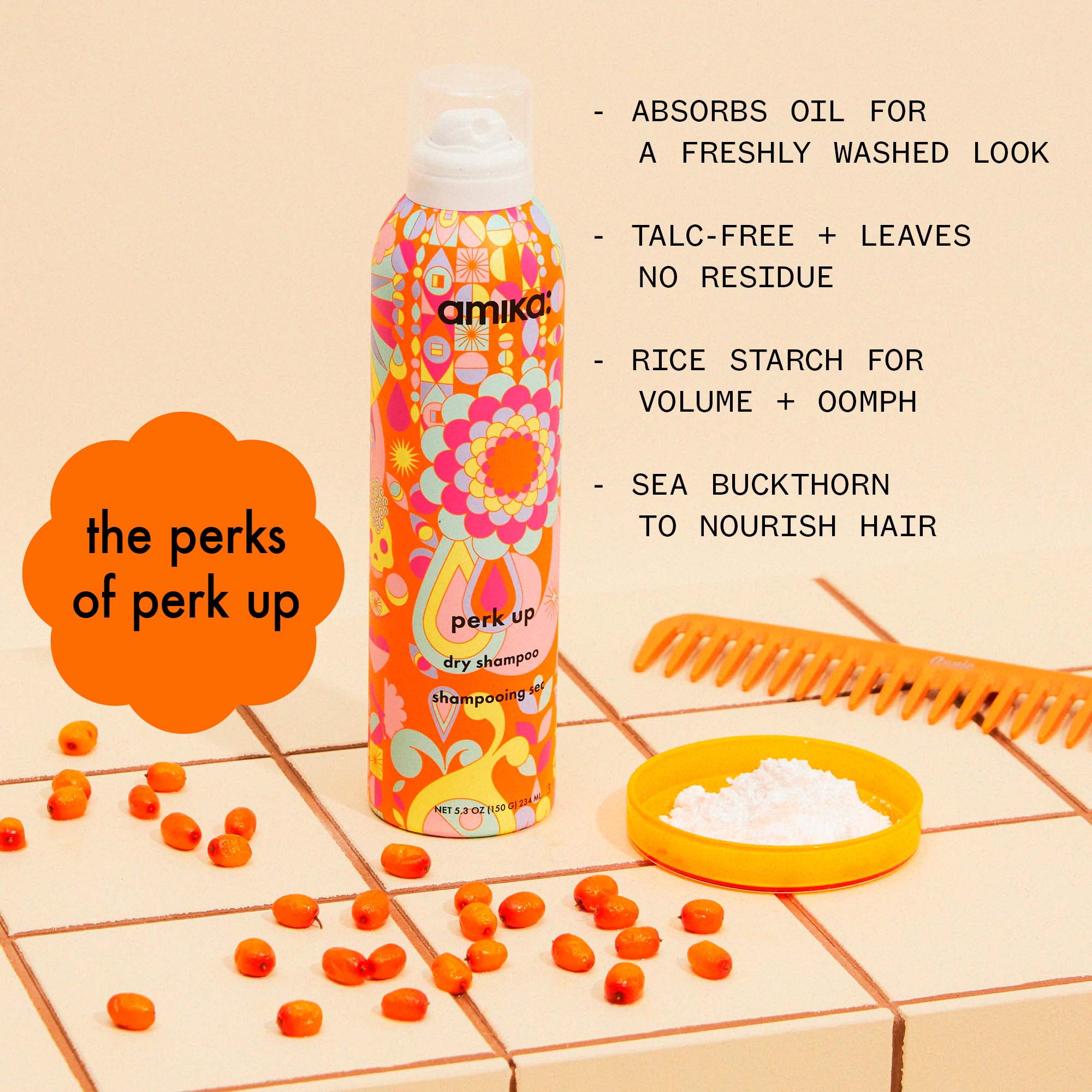 Amika Perk Up – Talc‑Free, Oil‑Absorbing Volume Dry Shampoo
