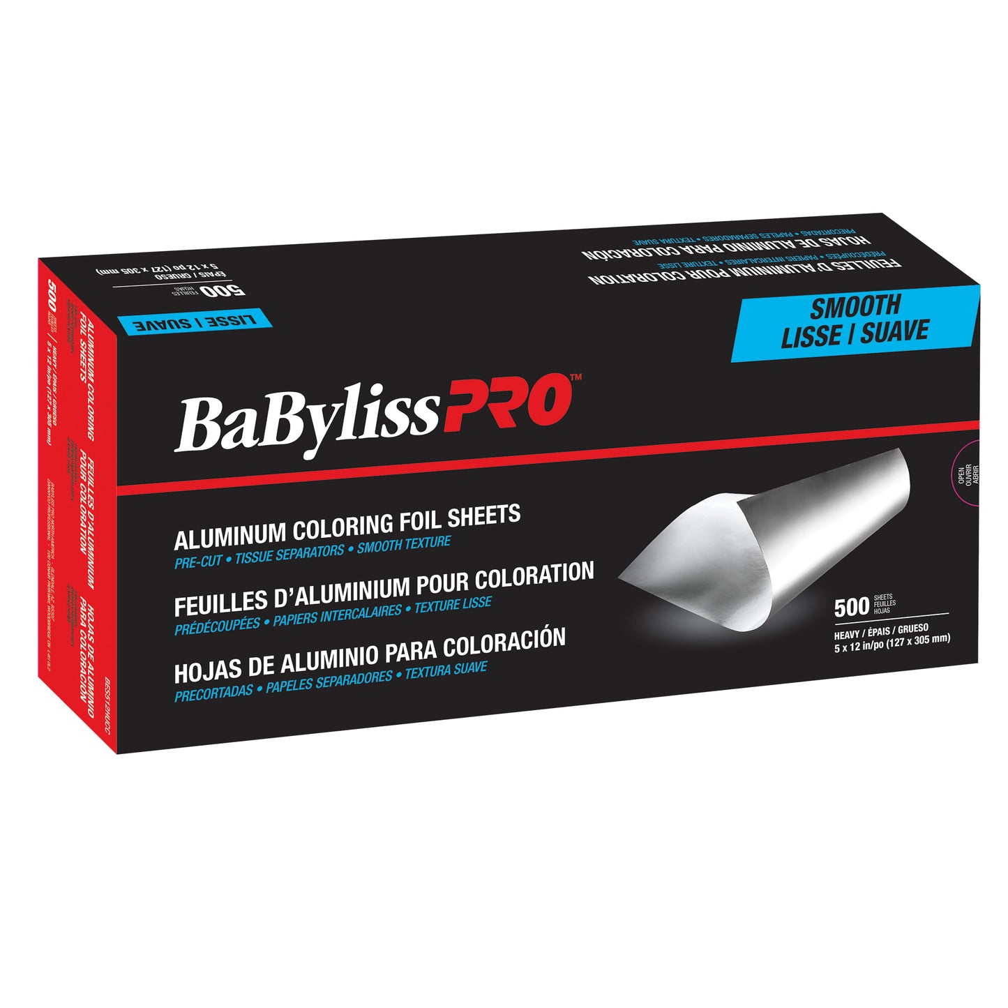 BaBylissPRO Aluminum Coloring Foil, 500 Sheets smooth heavy