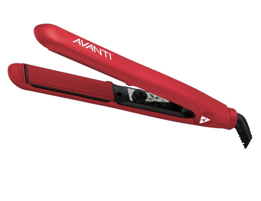 Titanium, tourmaline and ceramic 1" flat iron. Red