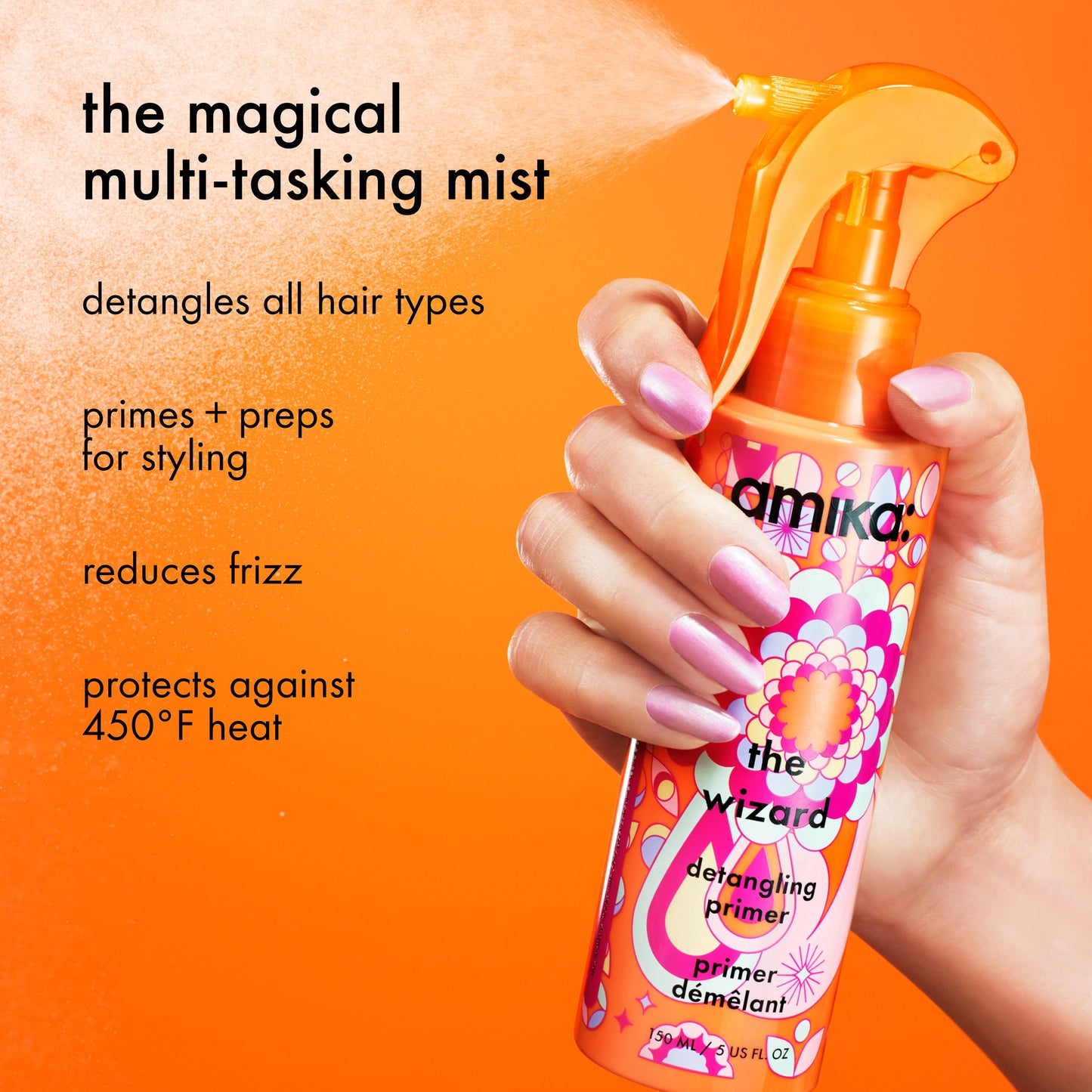 Amika The Wizard Silicone-Free Detangling Primer – Detangling & Heat Protection 150 ml