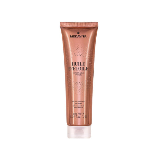 Medavita Huile d'Étoile Instant Gold Hair Gel — 150 ml Instant Gold Hair Gel tube, front label, plain white background