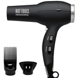 Hot Tools Ionic Turbo Salon Dryer — black 1875 watt professional salon hair dryer with styling pik and concentrator, plain white background