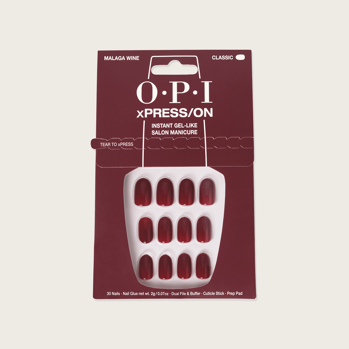 OPI xPRESS/ON Reusable Press-On Nails – Gel Effect Malaga Wine ANL87S