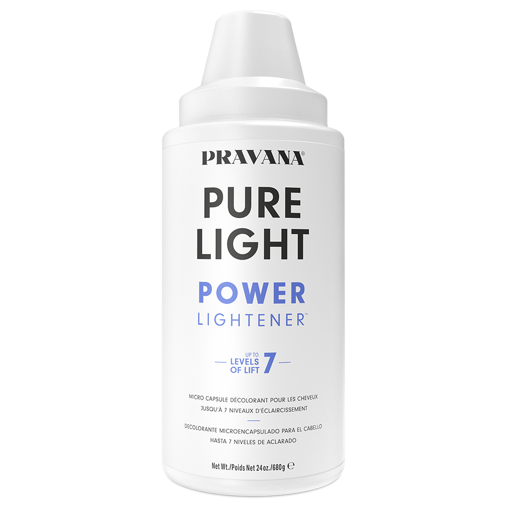 Eclaircissant Pure Light Power — pot blanc 680 g, etiquette de face, fond blanc
