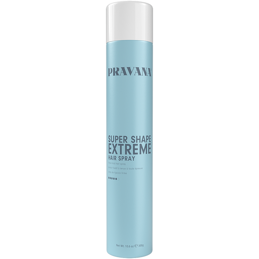 Pravana Super Shape Extreme Hairspray — 300 g aerosol can, front label, plain white background