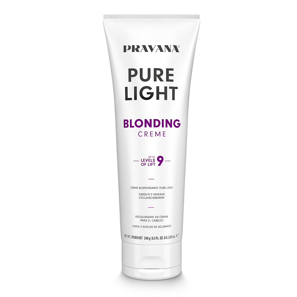 Cream blondissante Pure Light 9 niveaux — tube blanc 240 g, etiquette de face, fond blanc