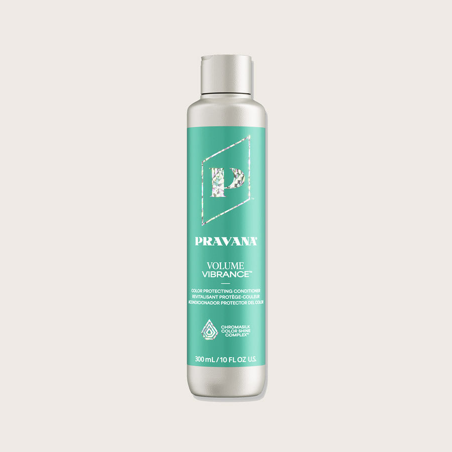 PRAVANA Volume Vibrance Conditioner — new-livery 300 ml teal bottle, front label, plain background