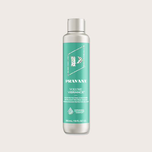 PRAVANA Volume Vibrance Conditioner — new-livery 300 ml teal bottle, front label, plain background