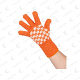 Framar Puttin' on the Spritz Bleach Blenders — orange and white microfibre blending glove worn on a hand