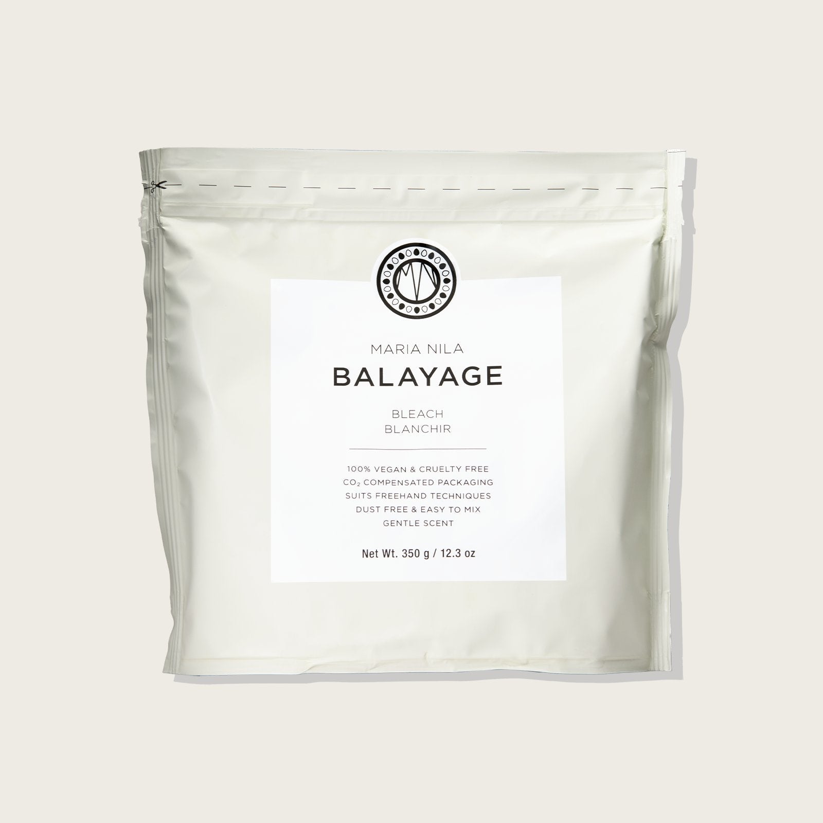 Maria Nila Balayage Bleach - Natural Ingredients for Perfect Freehand Technique — 350 g Refill Bag bottle, front label, plain background