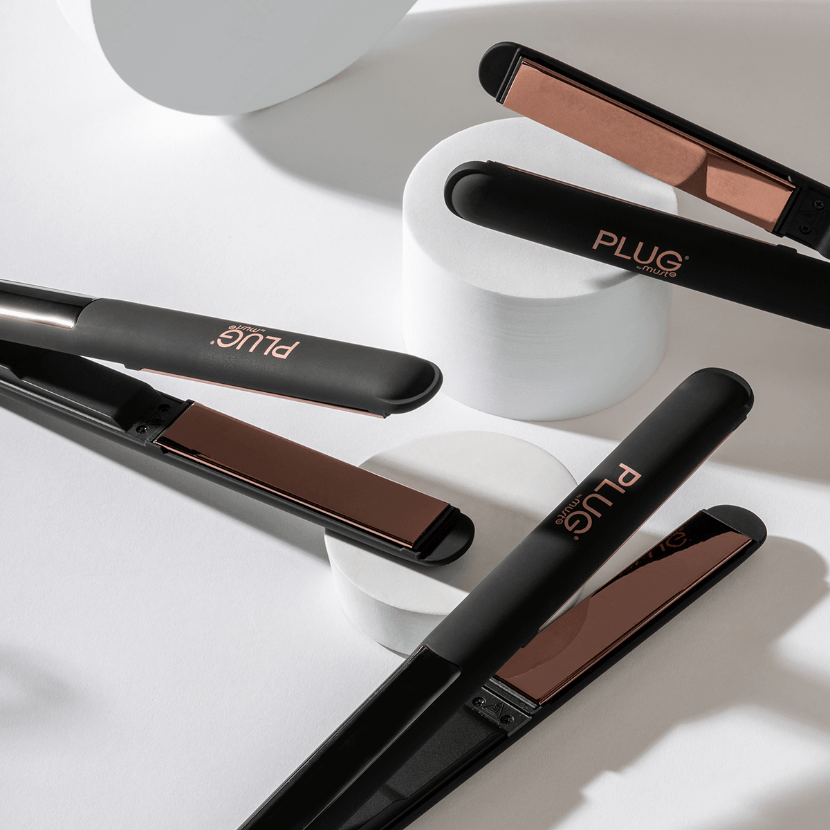 Plug By Must52 Sleek Nano-Titanium & Ceramic Flat Iron – 1" Floating Plates, 11 Heat Settings