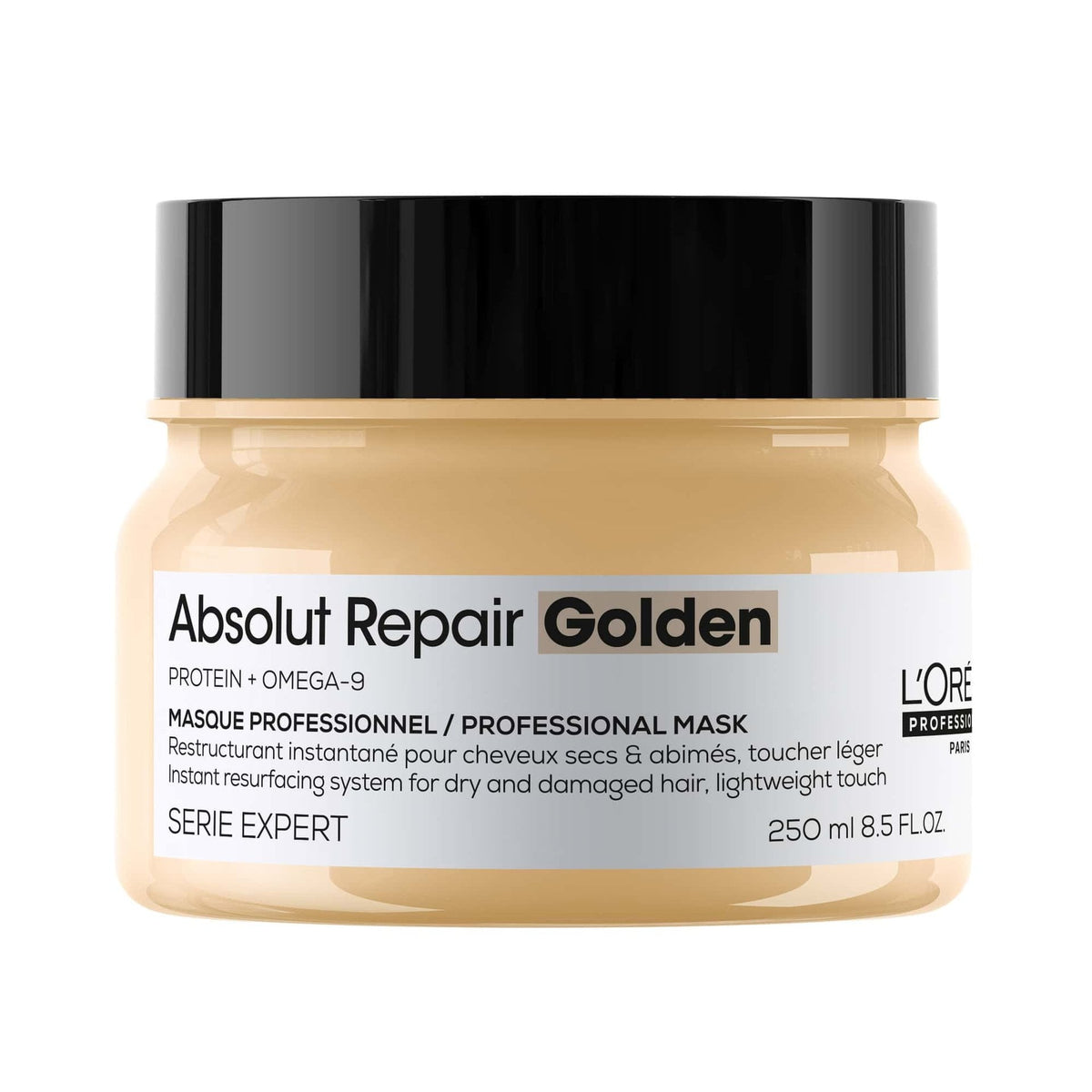 L'Oréal Professionnel Absolut Repair Shampoo & Mask Duo — official packshot of the 250 ml Absolut Repair Golden professional mask jar included in the duo