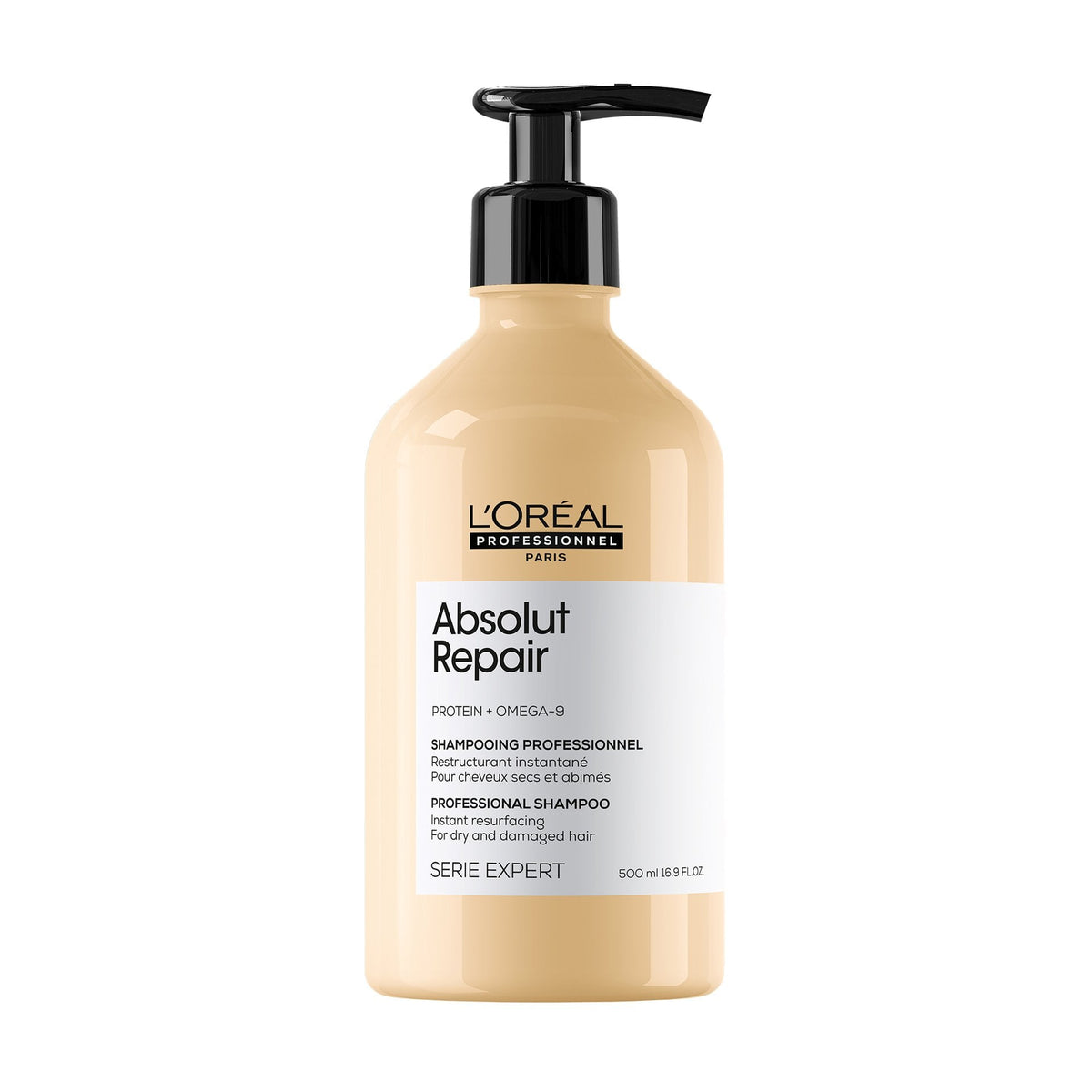 L'Oréal Professionnel Absolut Repair Shampoo — official 1920 px packshot of the Absolut Repair professional shampoo bottle, front label, plain white background