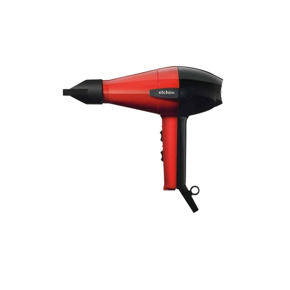 Elchim 2001 High Pressure hair dryer, red and black