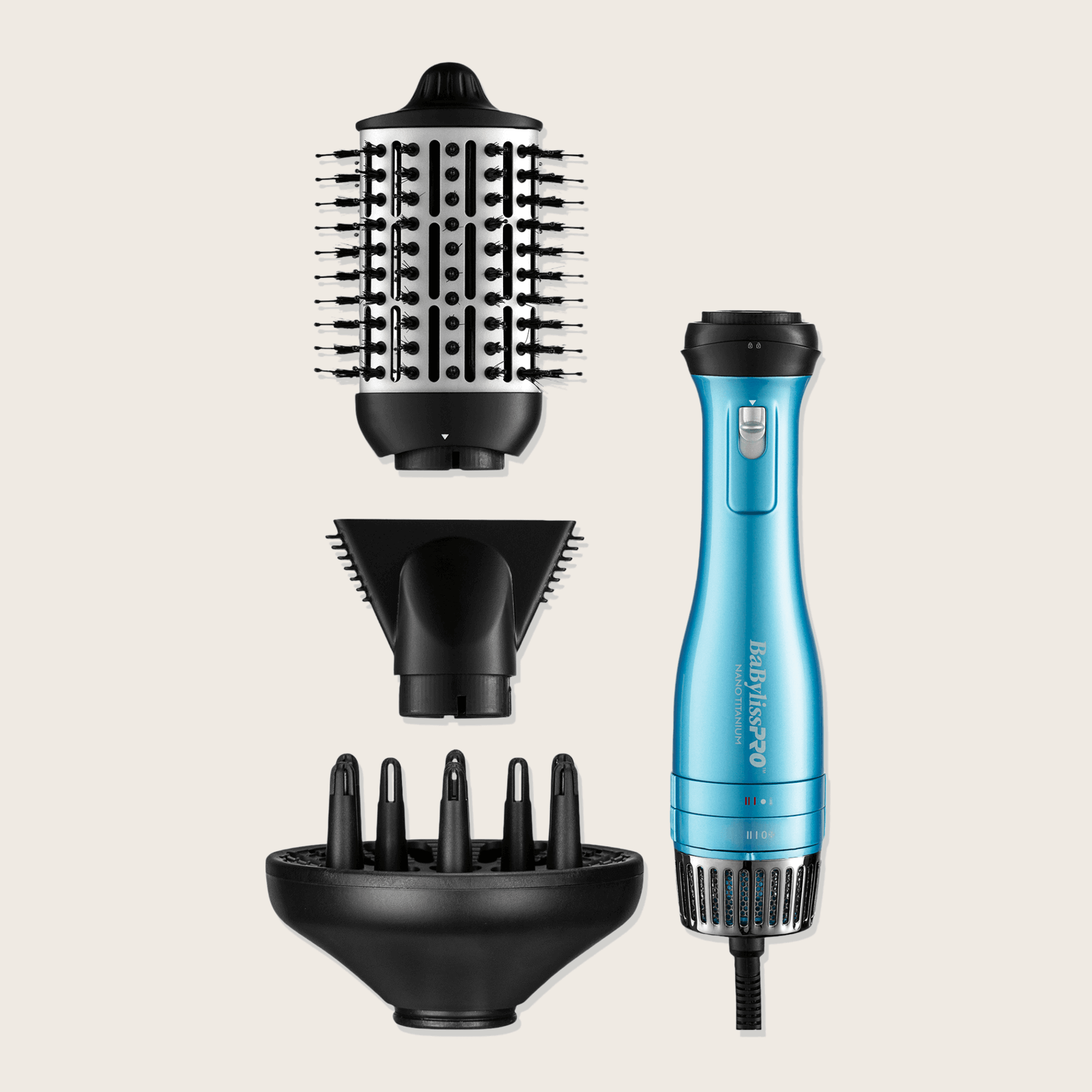 Brosse à air chaud ovale amovible de 2 1/2"
