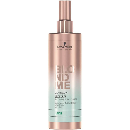BLONDME Instant Blush Jade — 250 ml spray bottle front, Jade shade band