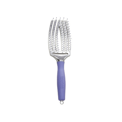 Olivia Garden Fingerbrush ionic detangling brush, medium, curved and vented with a purple handle