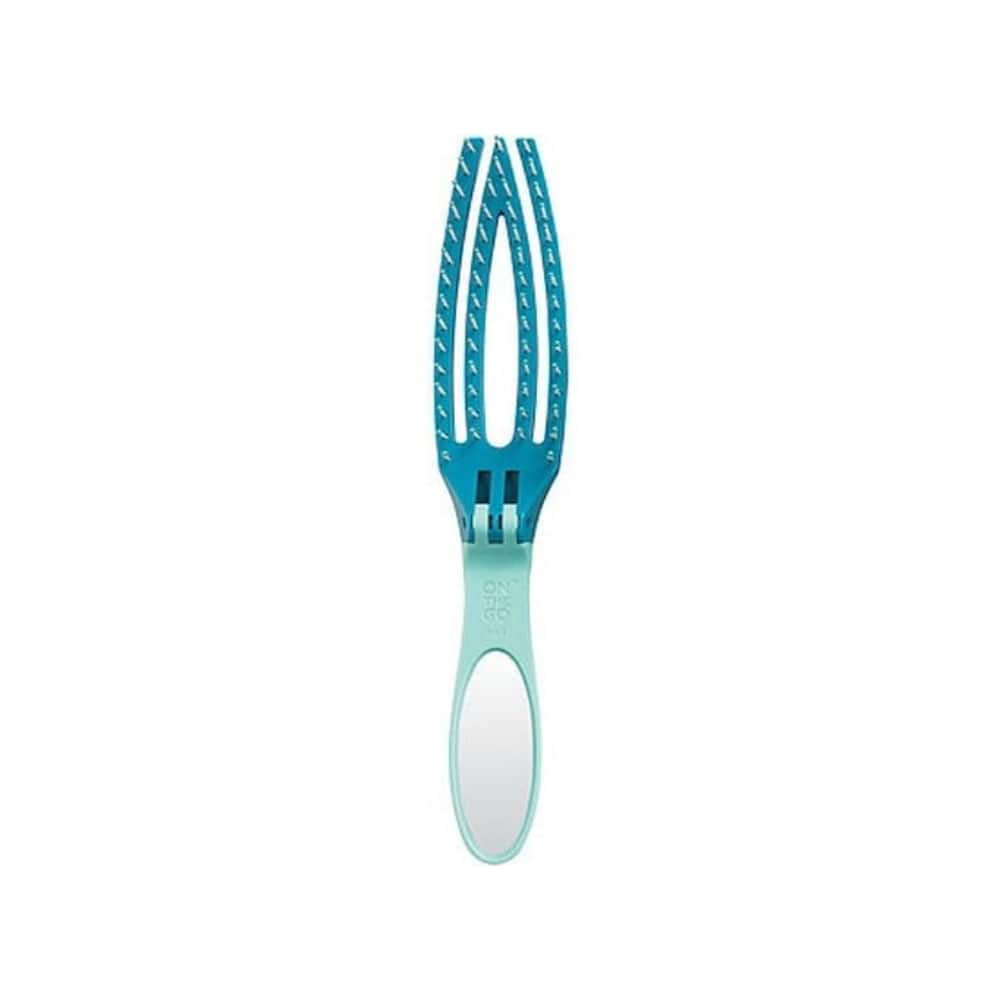 Olivia Garden On The Go folding ionic brush in teal, showing the mirror set into the handle