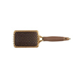Olivia Garden NanoThermic styler vent paddle brush with a gold ceramic pad, on a plain white background