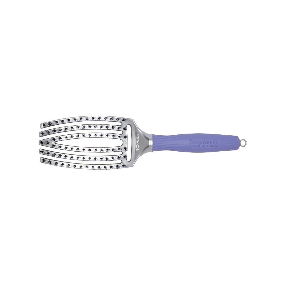 Olivia Garden Fingerbrush Combo detangling brush, medium, curved and vented with two bristle types