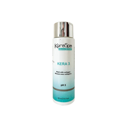 Keraspa Intense Kera 3 Collagen Mask — 300 ml bottle, front label, distributor photograph on white