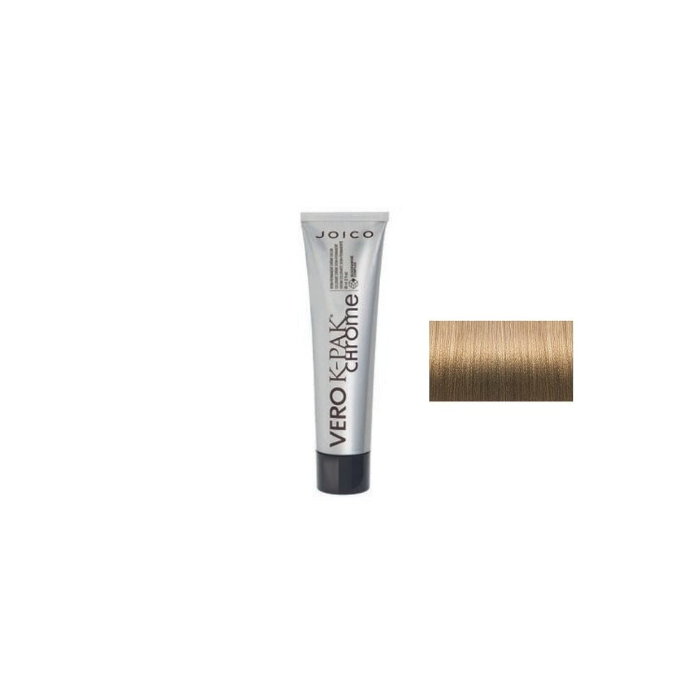 Joico K-PAK Chrome Demi-Permanent Creme Color 60 ml — shade G8 / Gold, 74 ml/60 ml tube with its colour swatch, plain white background