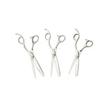 Olivia Garden TextureCut set of three texturizing shears — 9, 15 and 21 teeth — on a plain white background