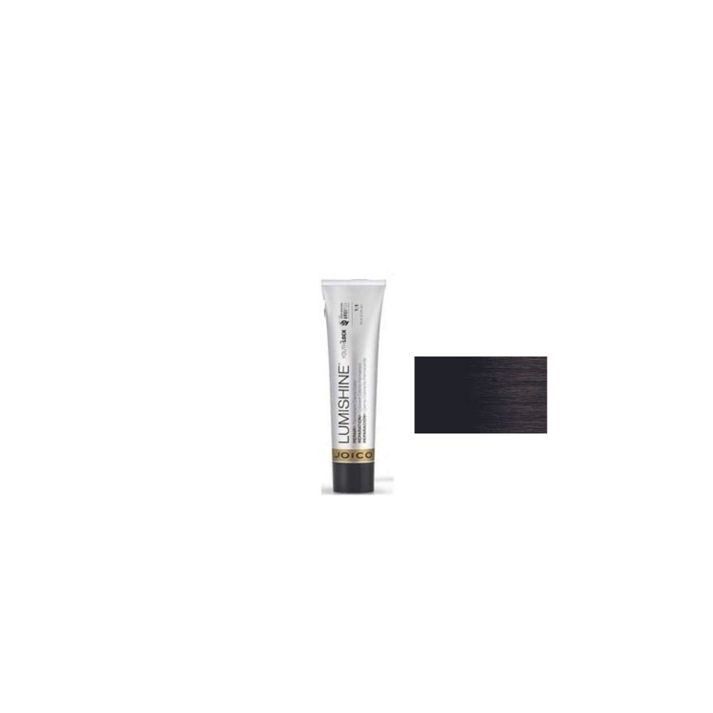 Joico YouthLock Permanent Creme Color — shade 2NN / Natural Natural Darkest Brown, 74 ml/60 ml tube with its colour swatch, plain white background
