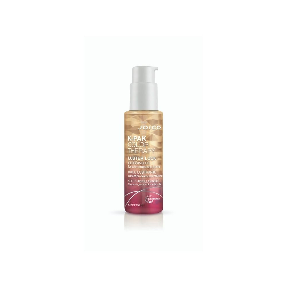 Joico Luster Lock Glossing Oil — glossing oil bottle with dropper, front label, plain white background